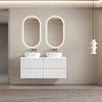 MELA BRITTANY 1500 Fluted Wall Hung Vanity with 4 Drawers in Matt White, view 2