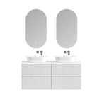 MELA BRITTANY 1500 Fluted Wall Hung Vanity with 4 Drawers in Matt White