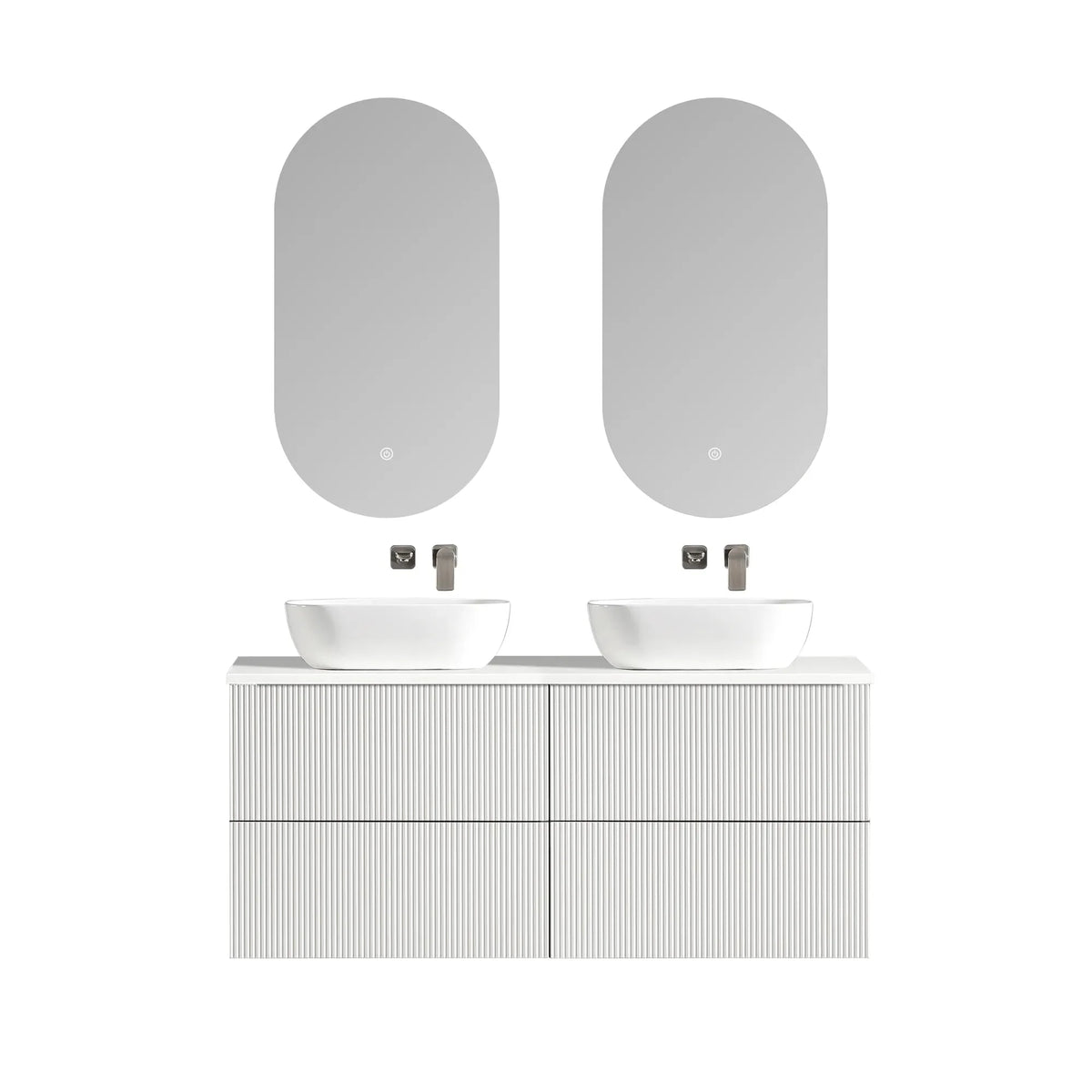 MELA BRITTANY 1500 Fluted Wall Hung Vanity with 4 Drawers in Matt White