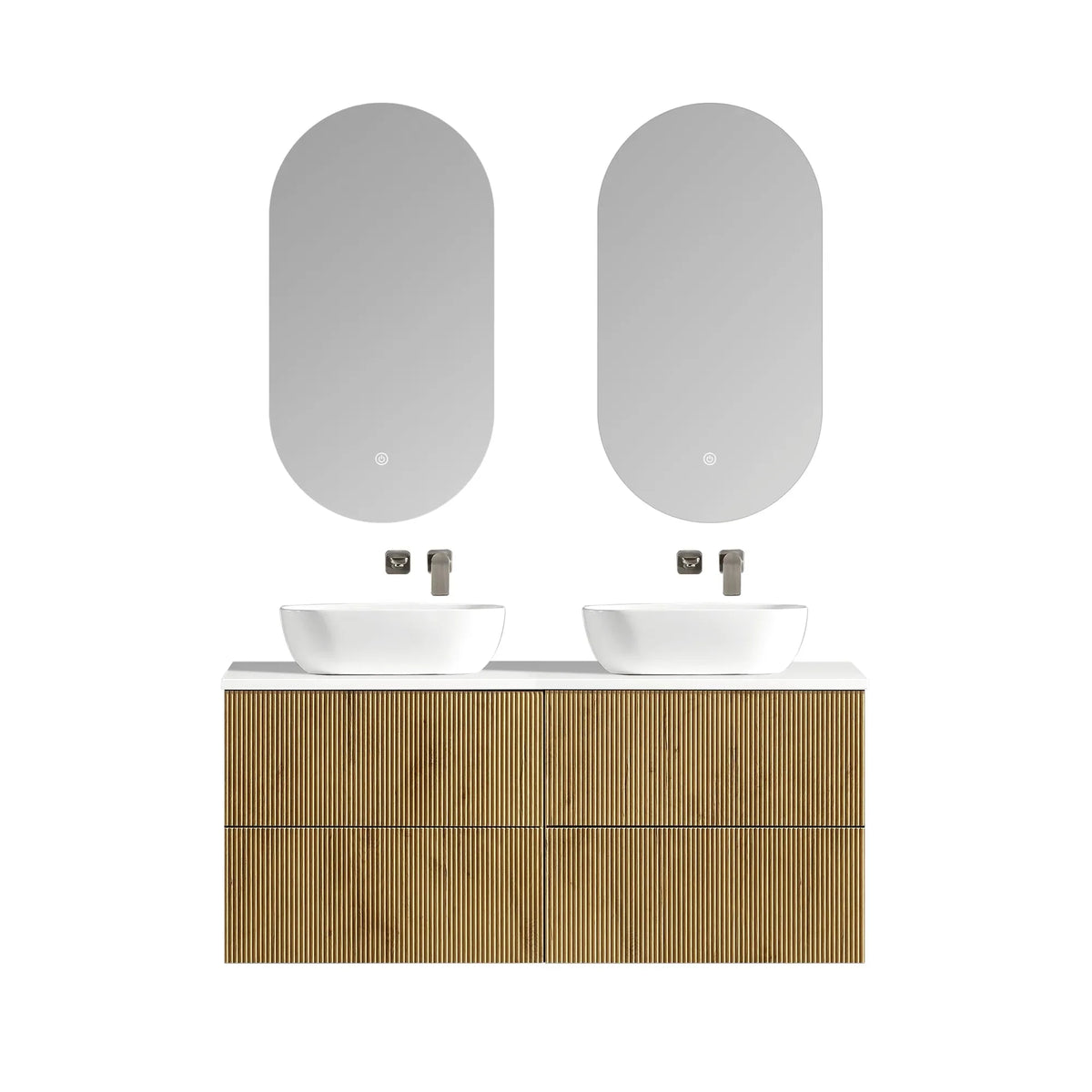 MELA BRITTANY 1500 Fluted Wall Hung Vanity with 4 Drawers in Oak