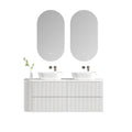 MELA BRITTANY 1650 Fluted One Side Curved Wall Hung Vanity with 4 Drawers in Matt White