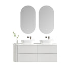 MELA BRITTANY 1650 Fluted One Side Curved Wall Hung Vanity with 4 Drawers in Matt White