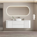 MELA BRITTANY 1800 Matt White Fluted Curved Wall Hung Vanity with 2 Doors & 2 Drawers, view 2