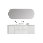 MELA BRITTANY 1800 Matt White Fluted Curved Wall Hung Vanity with 2 Doors & 2 Drawers