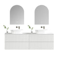 MELA BRITTANY 1800 Matt White Fluted Wall Hung Double Vanity with 4 Drawers