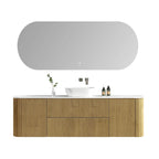 MELA BRITTANY 1800 Oak Fluted Curved Wall Hung Vanity with 2 Doors & 2 Drawers