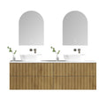 MELA BRITTANY 1800 Oak Fluted Wall Hung Double Vanity with 4 Drawers