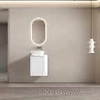 MELA BRITTANY 450 Fluted One Side Curved Wall Hung Vanity with Cupboard in Matt White, view 4