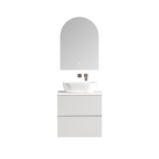 MELA BRITTANY 600 Matt White Fluted Wall Hung Vanity with 2 Drawers