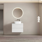 MELA BRITTANY 750 Fluted Wall Hung Vanity with 2 Drawers in Matt White, view 2