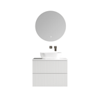 MELA BRITTANY 750 Fluted Wall Hung Vanity with 2 Drawers in Matt White