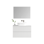 MELA BRITTANY 900 Fluted Wall Hung Vanity with 2 Drawers in Matt White