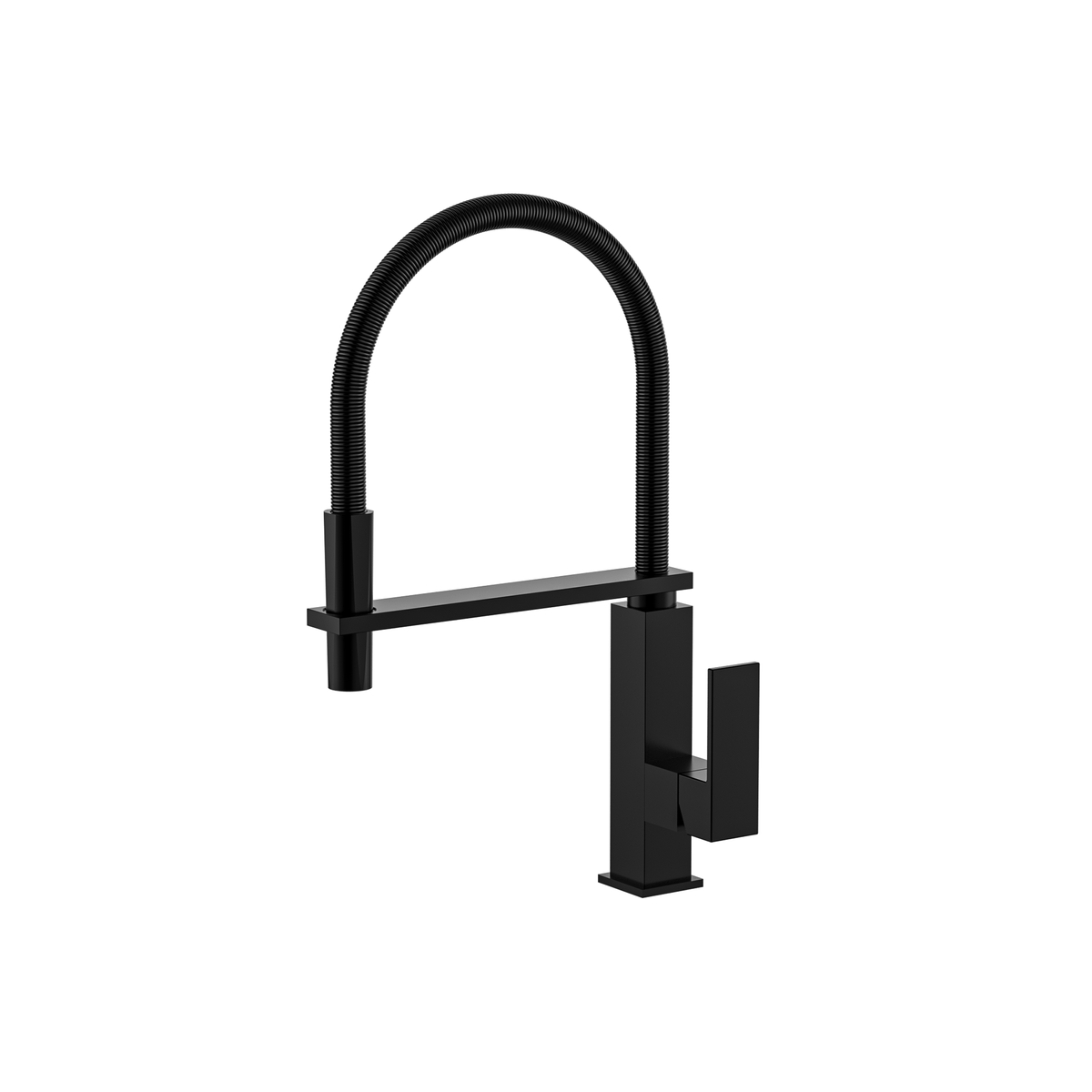 MELA CASSA Pull Out Sink Mixer with Black Hose in Matt Black