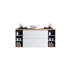 MELA CLARK 1200 Wall Hung Vanity with 2 Drawers & 2 Open Shelves in Gloss White