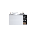 MELA CLARK 1200 Wall Hung Vanity with 2 Drawers & Single Side Shelves in Gloss White