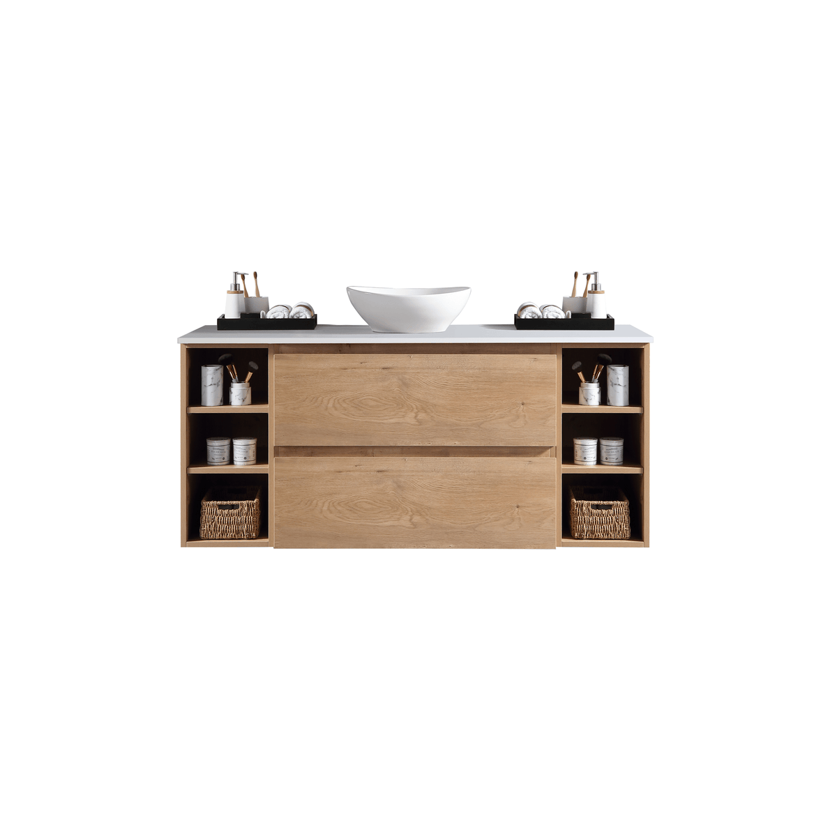 MELA CLARK 1200 Wall Hung Vanity with 2 Drawers & 2 Open Shelves in Snafell