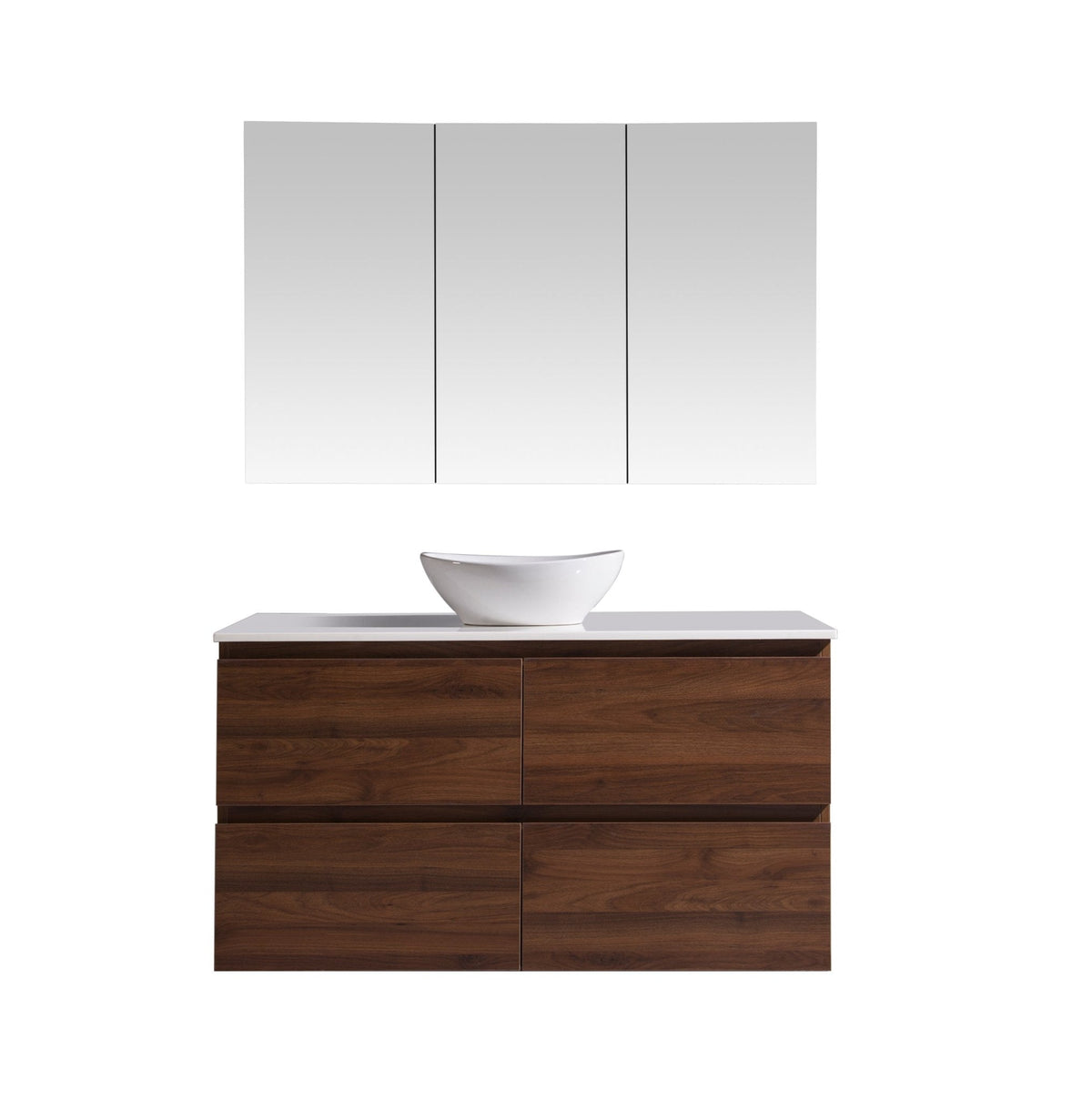 MELA CLARK 1200 Wall Hung Vanity with Drawers in Walnut