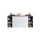 MELA CLARK 1350 Wall Hung Vanity with 2 Drawers & 2 Open Shelves in Gloss White