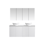 MELA CLARK 1500 Double Wall Hung Vanity with Doors in Gloss White