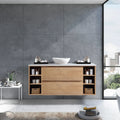 MELA CLARK 1500 Wall Hung Vanity with 2 Drawers & Dual Side Shelves in Snafell