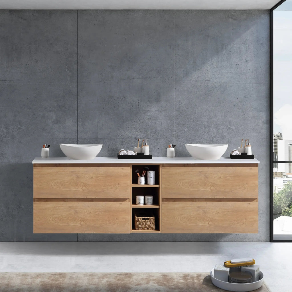 MELA CLARK 1500 Wall Hung Vanity with 4 Drawers & Open Shelves in Snafell, view 2