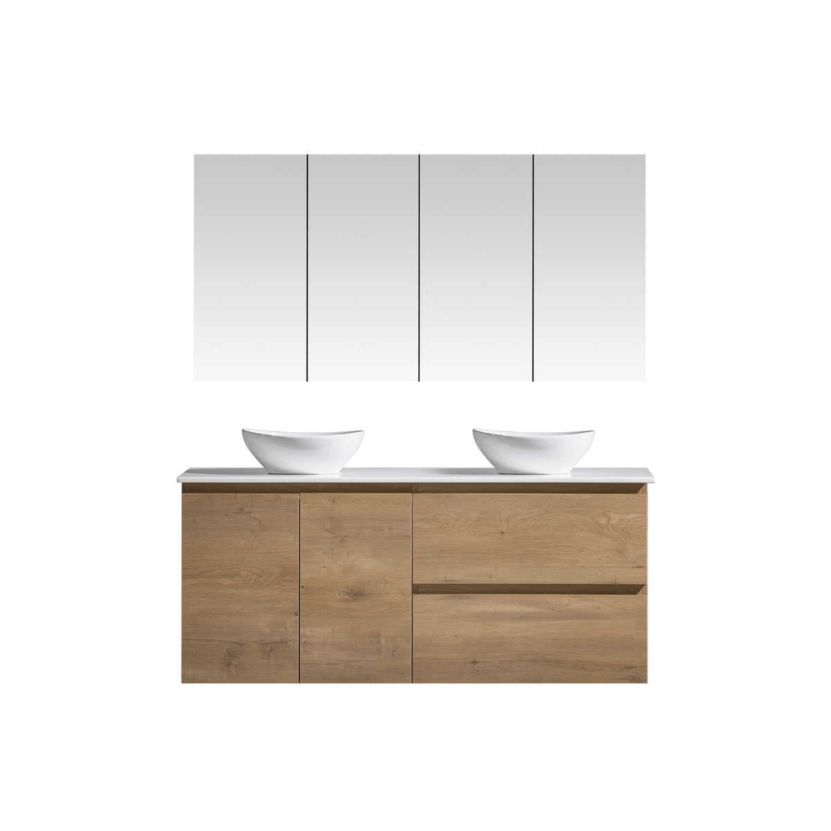 MELA CLARK 1500 Double Wall Hung Vanity with Doors & Drawers in Snafell