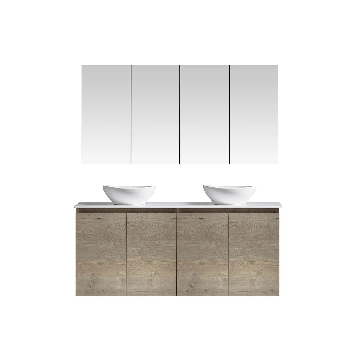 MELA CLARK 1500 Wall Hung Vanity with 4 Doors in Sorrento Oak