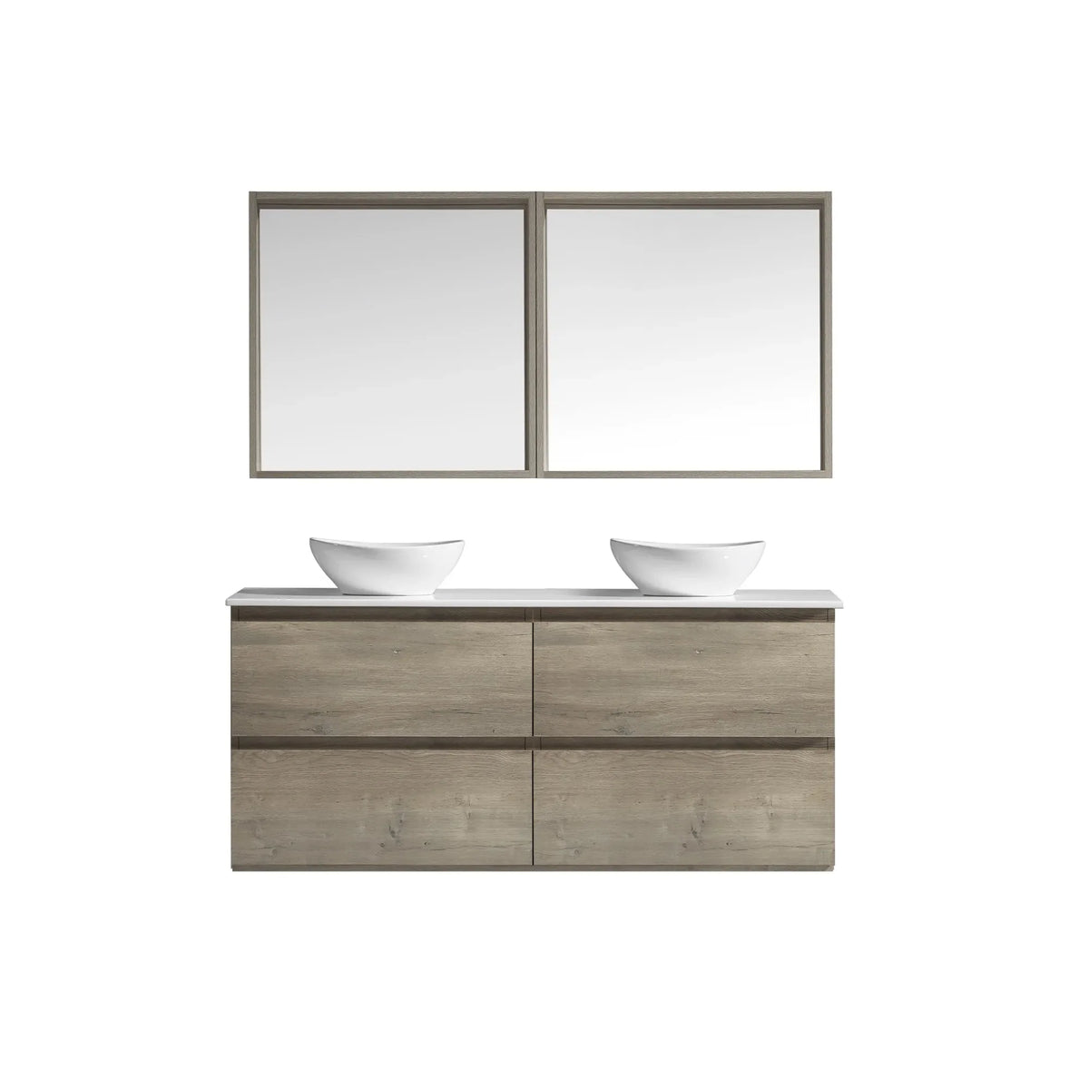 MELA CLARK 1500 Double Wall Hung Vanity with Drawers in Sorrento Oak