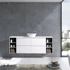 MELA CLARK 1800 Wall Hung Vanity with 2 Drawers & 2 Open Shelves, view 2