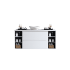 MELA CLARK 1500 Wall Hung Vanity with 2 Drawers & 2 Open Shelves in Gloss White