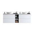 MELA CLARK 1500 Wall Hung Vanity with 4 Drawers & Open Shelves in Gloss White