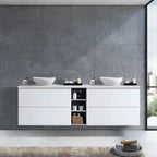 MELA CLARK 1500 Wall Hung Vanity with 4 Drawers & Open Shelves in Gloss White, view 2