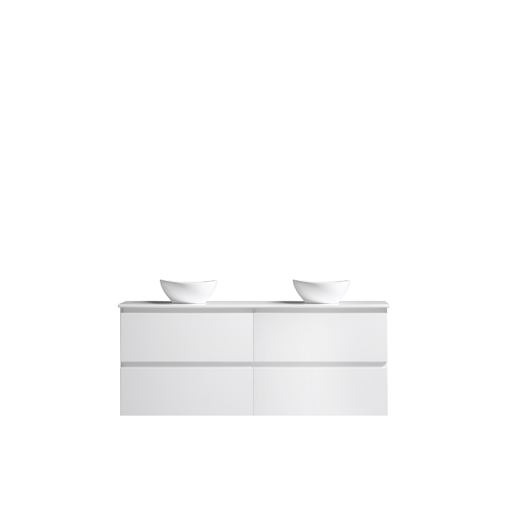 MELA CLARK 1800 Double Wall Hung Vanity with 4 Drawers in Gloss White