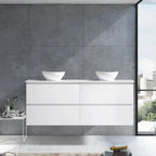 MELA CLARK 1800 Double Wall Hung Vanity with 4 Drawers in Gloss White, view 2