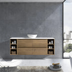 MELA CLARK 1800 Wall Hung Vanity with 4 Drawers & 2 Open Shelves in Snafell, view 2