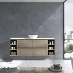 MELA CLARK 1800 Wall Hung Vanity with 4 Drawers & 2 Open Shelves in Sorrento Oak, view 2