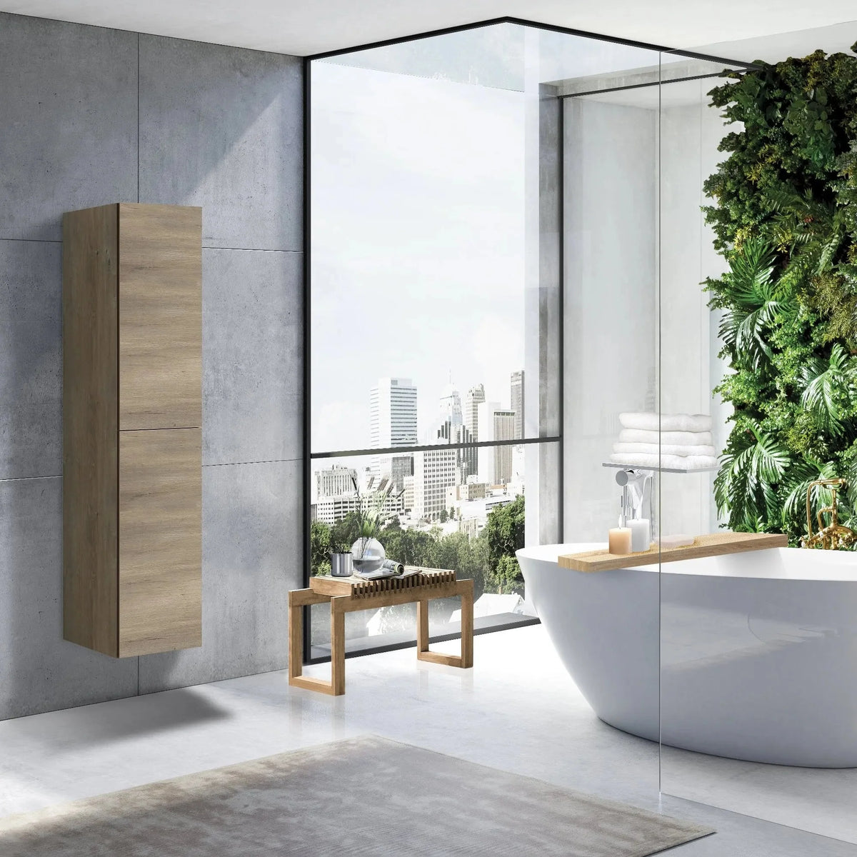 MELA CLARK 400 Wall Hung Tallboy in Sorrento Oak