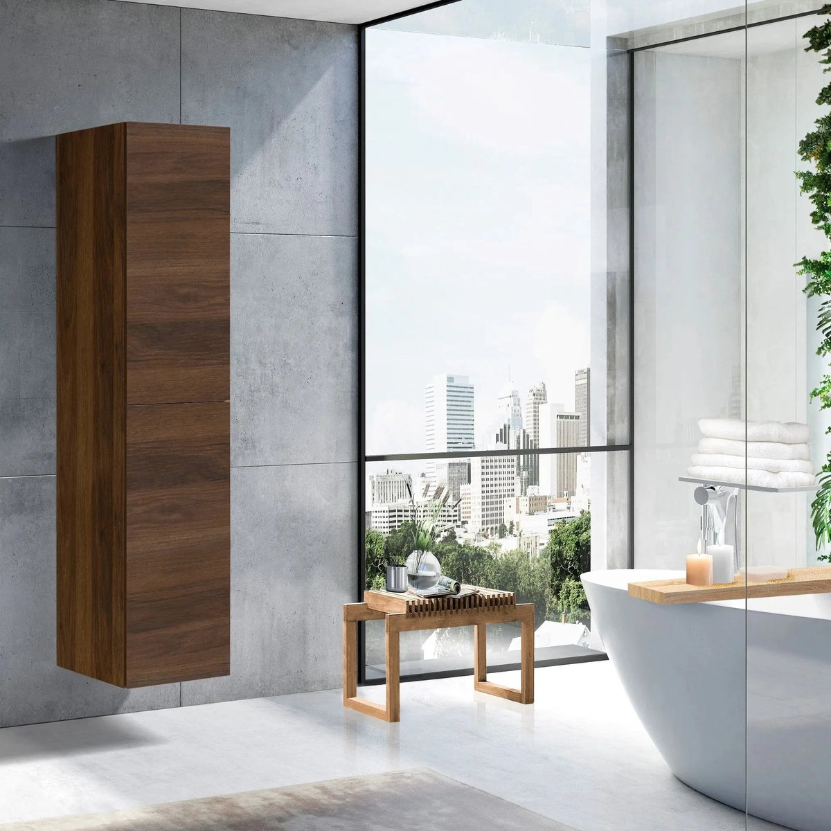 MELA CLARK 400 Wall Hung Tallboy in Walnut