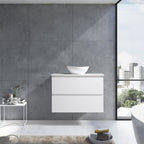 MELA CLARK 600 Gloss White Wall Hung Vanity with 2 Drawers