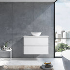 MELA CLARK 600 Wall Hung Vanity with 2 Drawers in Gloss White, view 2