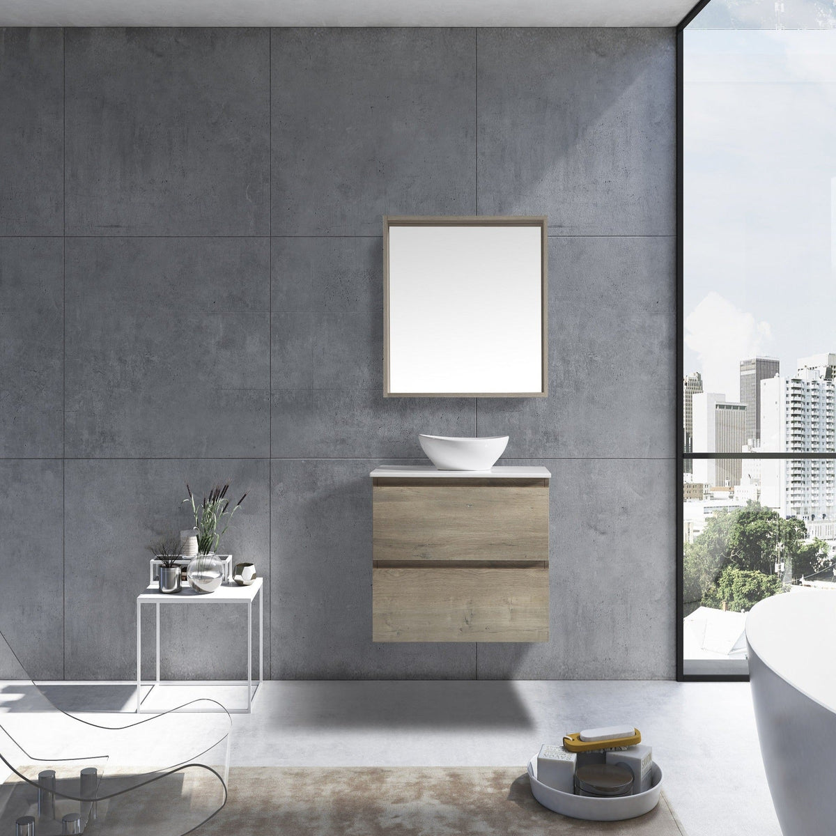 MELA CLARK 600 Wall Hung Vanity with 2 Drawers in Sorrento Oak