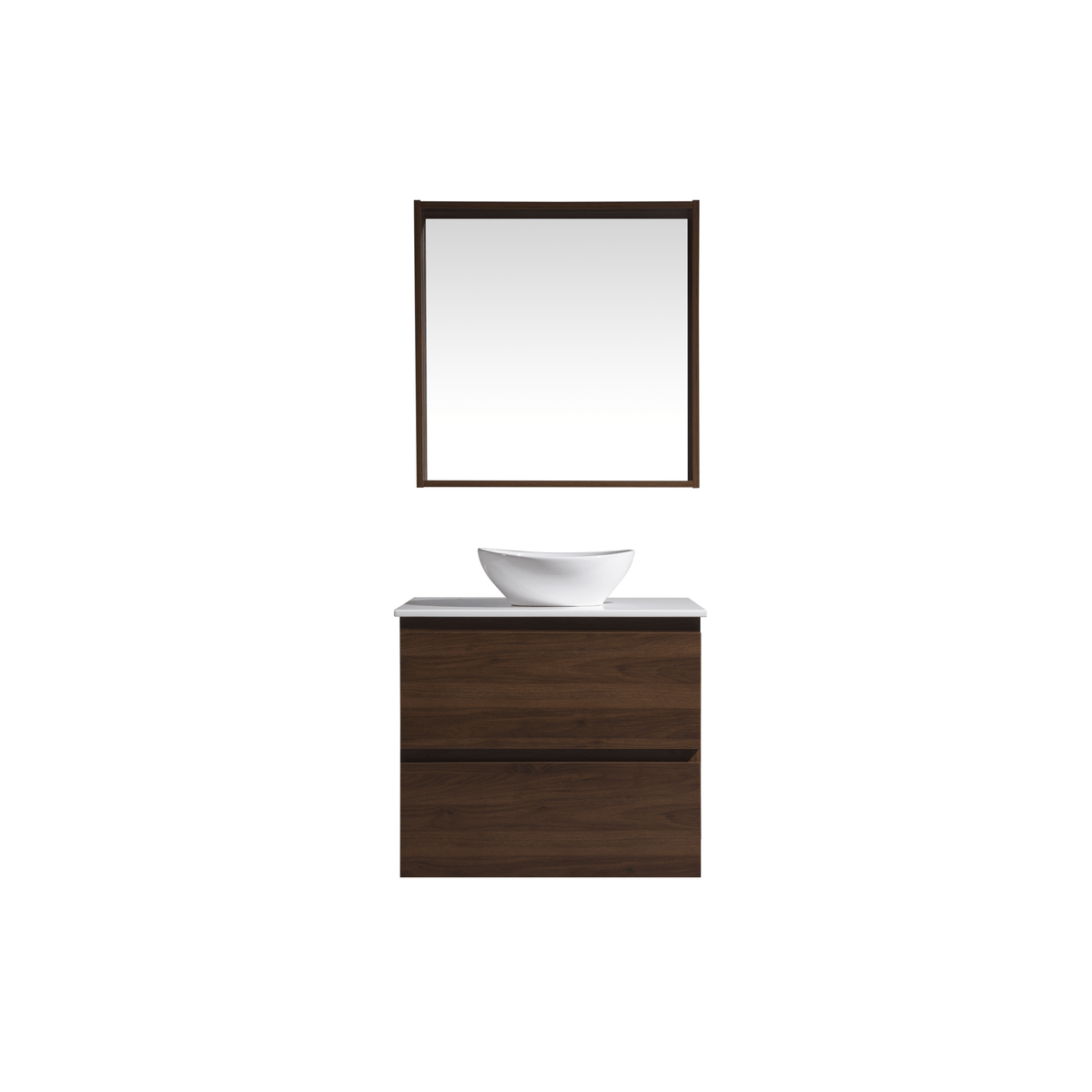 MELA CLARK 600 Wall Hung Vanity with 2 Drawers in Walnut