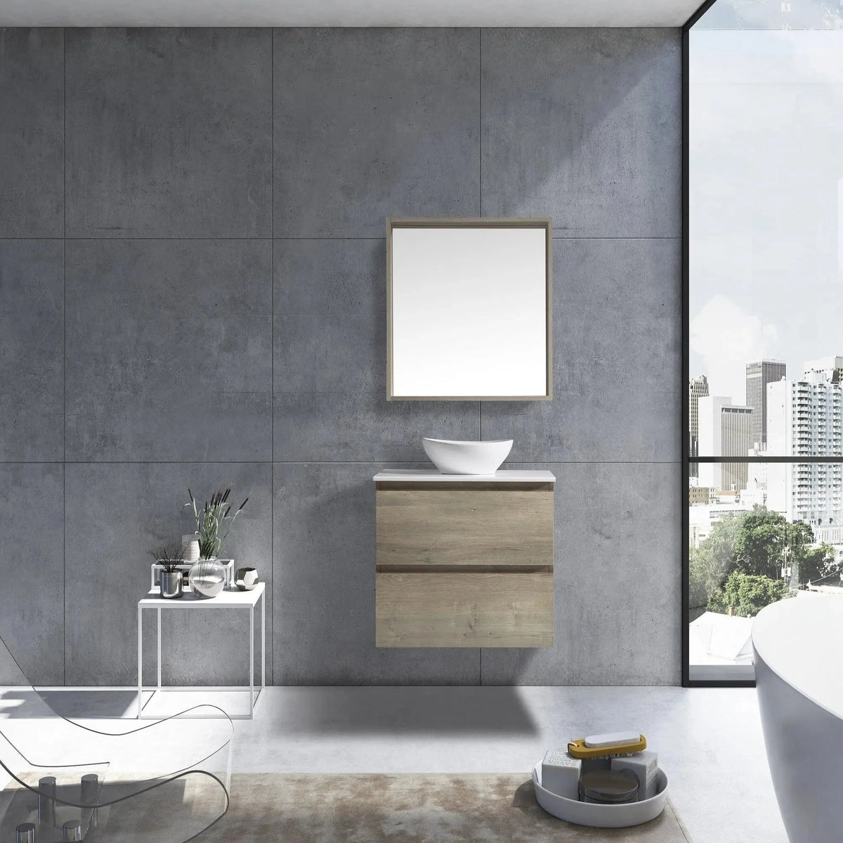 MELA CLARK 750 Wall Hung Vanity with 2 Drawers in Sorrento Oak