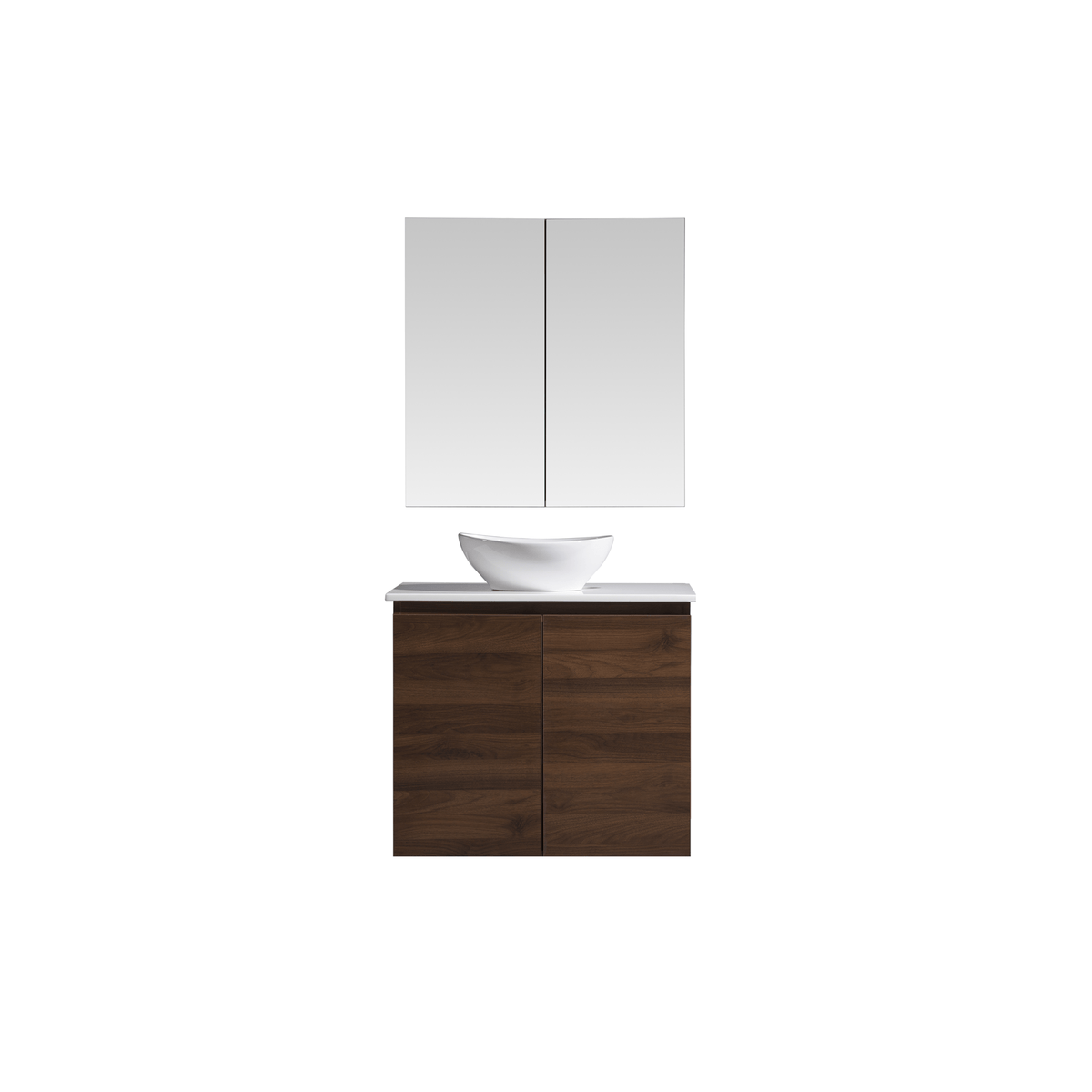 MELA CLARK 750 Wall Hung Vanity with Doors in Walnut