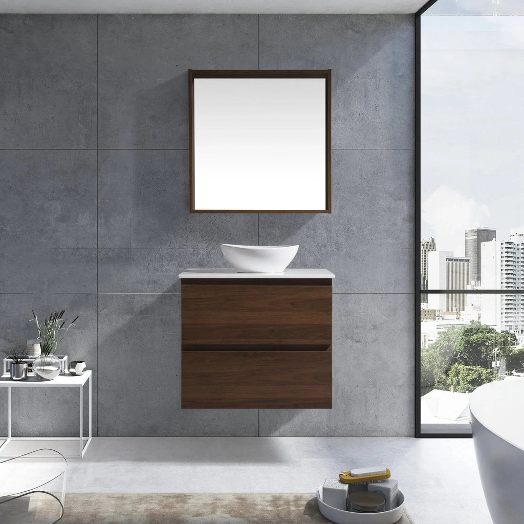 MELA CLARK 750 Wall Hung Vanity with 2 Drawers in Walnut