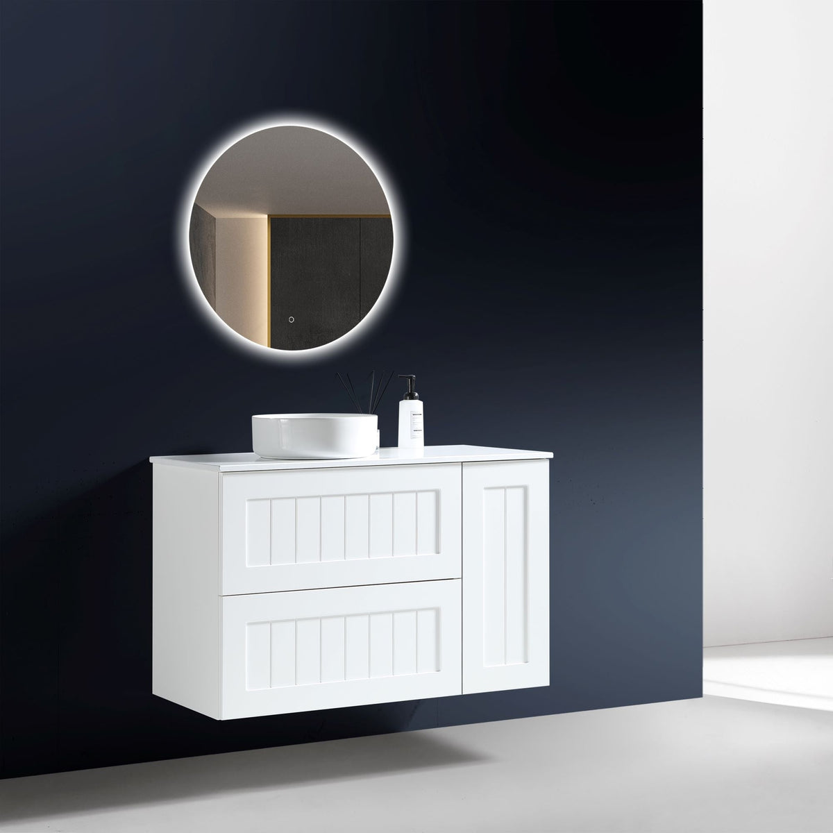 MELA HAMPTON 1200 Wall Hung Vanity with Door & Drawers, view 2