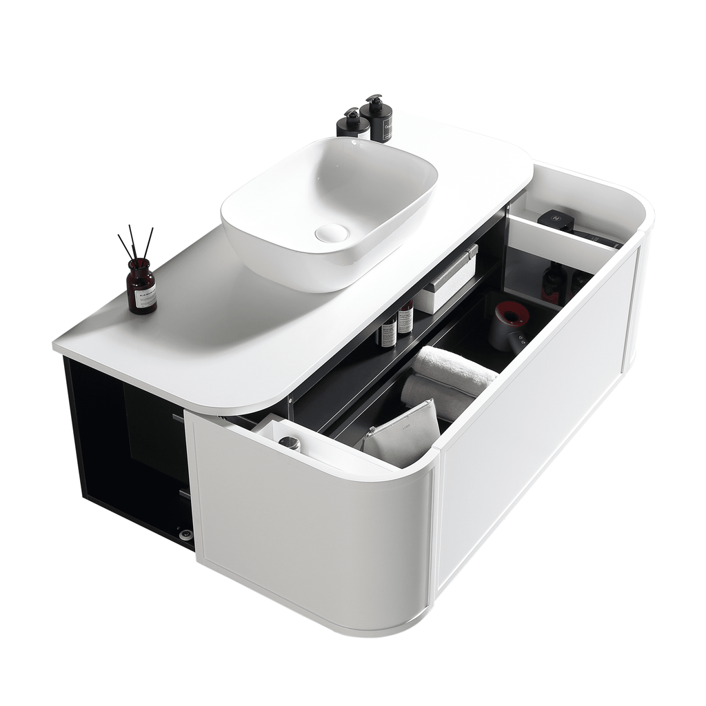 MELA LUNA 1200 Curved Wall Hung Vanity with Drawer, view 4
