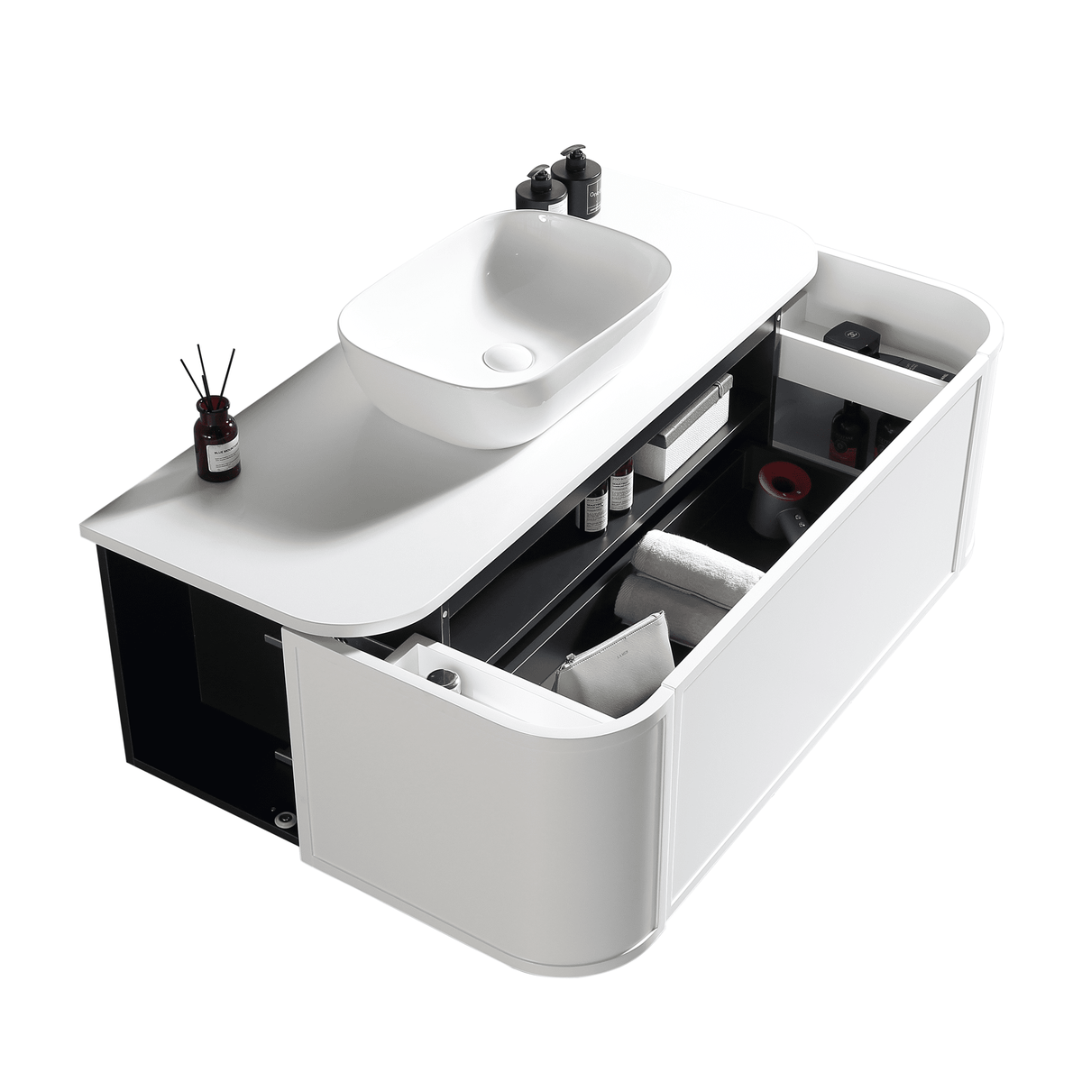 MELA LUNA 1200 Curved Wall Hung Vanity with Drawer, view 4