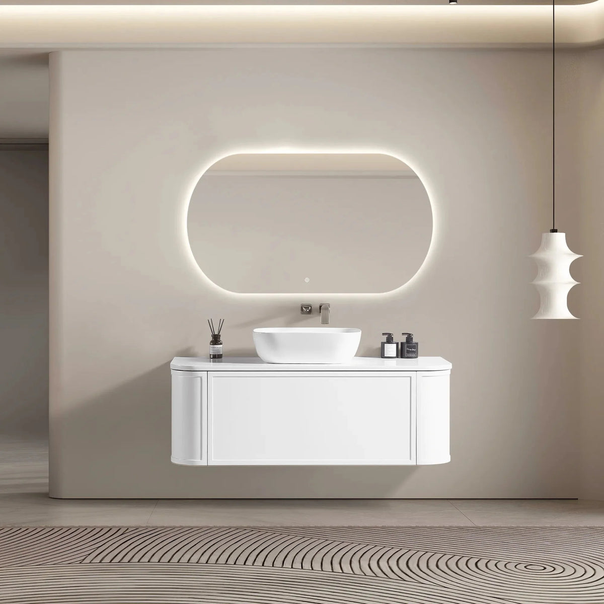 MELA LUNA 1200 Curved Wall Hung Vanity with Drawer, view 2
