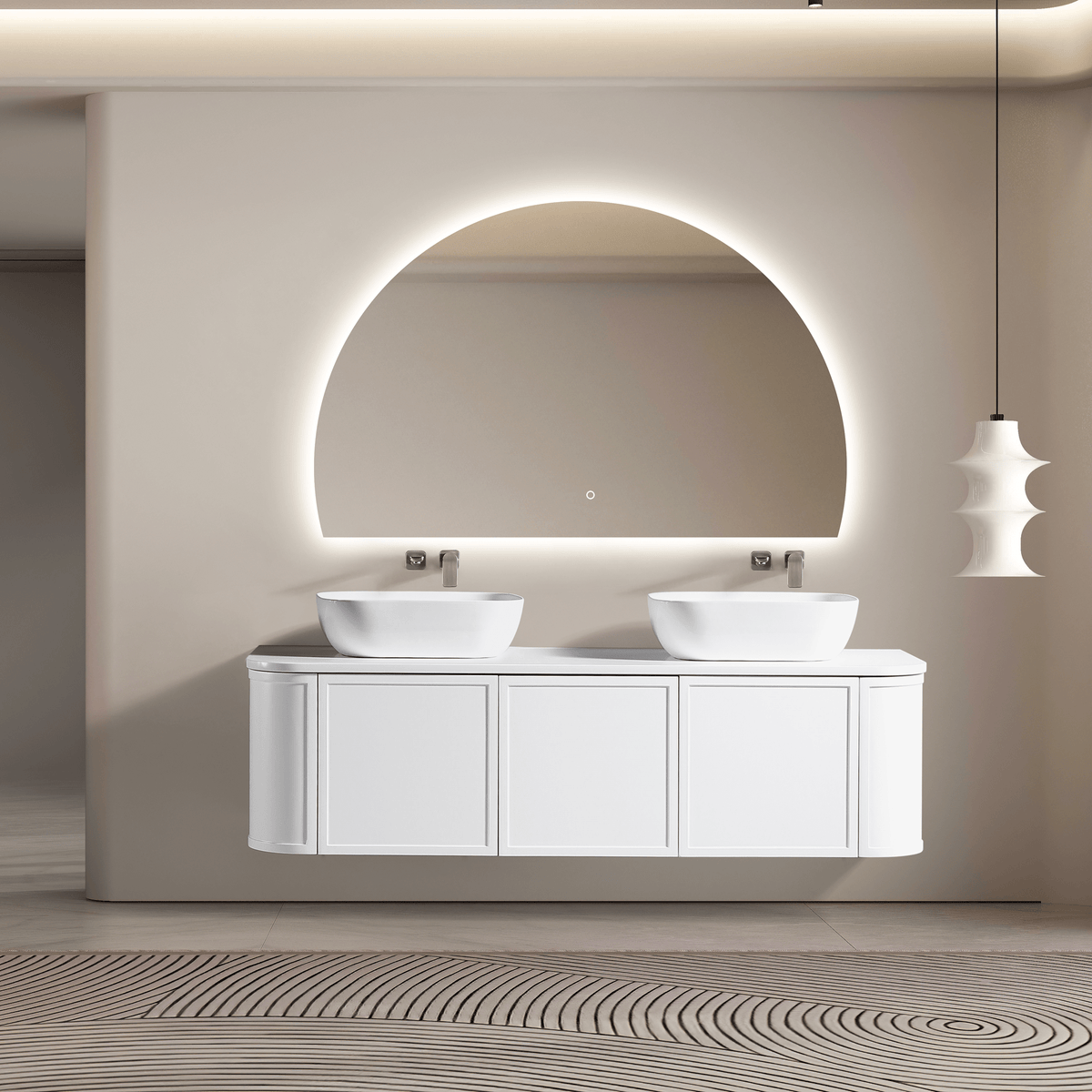 MELA LUNA 1500 Curved Wall Hung Vanity with 2 Doors & Drawer, view 2